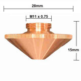 Nozzle, Precitec Compatible, D28-15-M11 - 2.0mm (10-pack) - Single - Copper