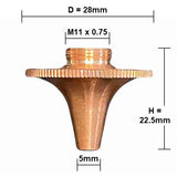 Nozzle, Precitec Compatible, D28-H22.5-M11 (10-Pack)