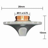 Nozzle, Precitec Compatible, D28-H15-M11 (10-Pack) - Fast-Cutting Concave - 4.5mm - Chrome (Double)